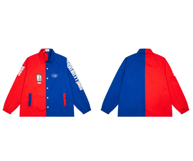 Aimé Leon Dore Graphic Coaches Jacket - Red & Blue Split Hover Image