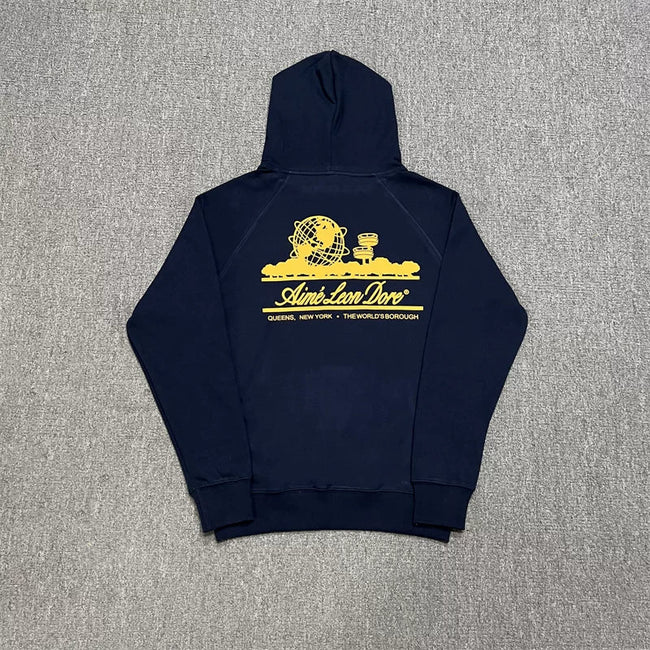 Aimé Leon Dore World Graphic Hoodie - Navy Hover Image