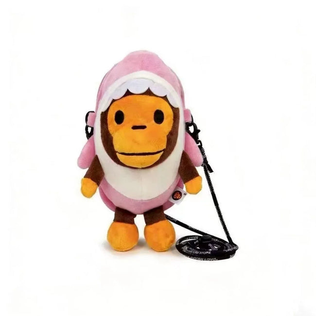 A Bathing Ape Baby Milo Pink Shark Costume Plush Crossbody Bag Hover Image