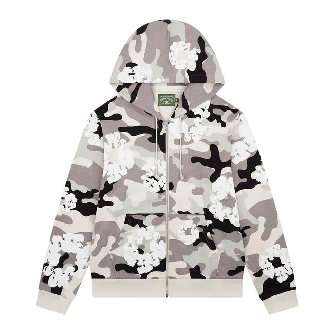 Denim Tears Wreath Zip Hoodie 'White Camo' Hover Image