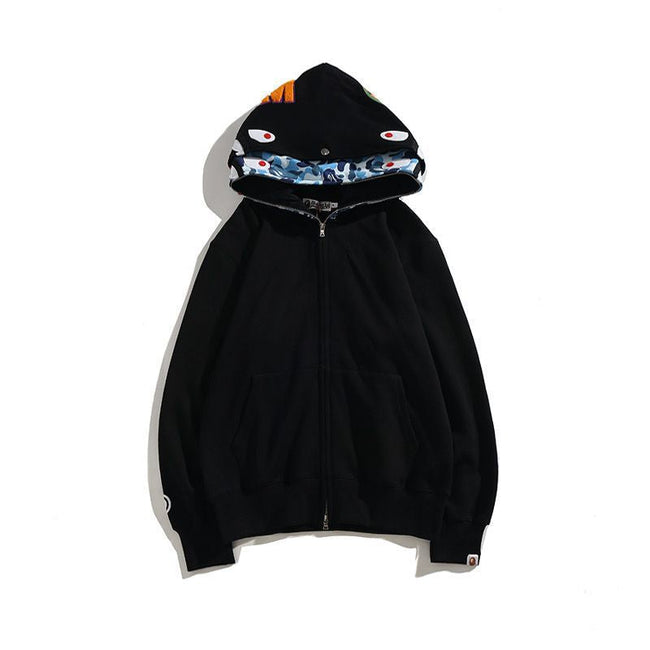 Bape Black Solid Double Shark Full Zip Hoodie Hover Image